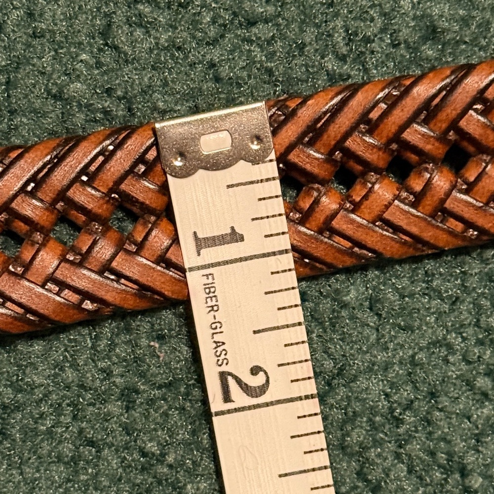Braided brown leather unisex belt 51” long, gold tone buckle size 42 (XL) NWOT - Picture 10 of 11